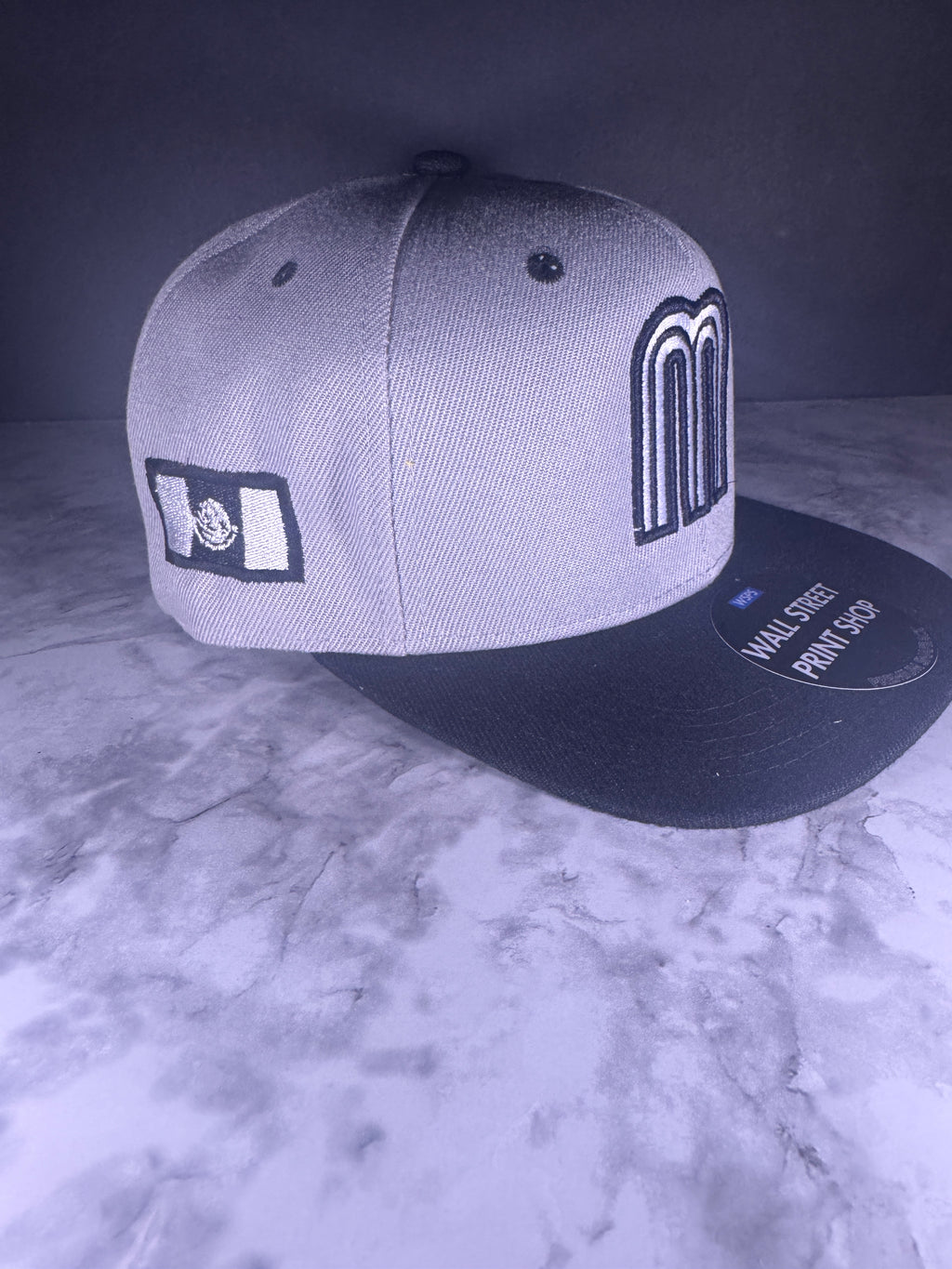 Mexico M 3D Embroidered Cap Béisbol Grey and Black