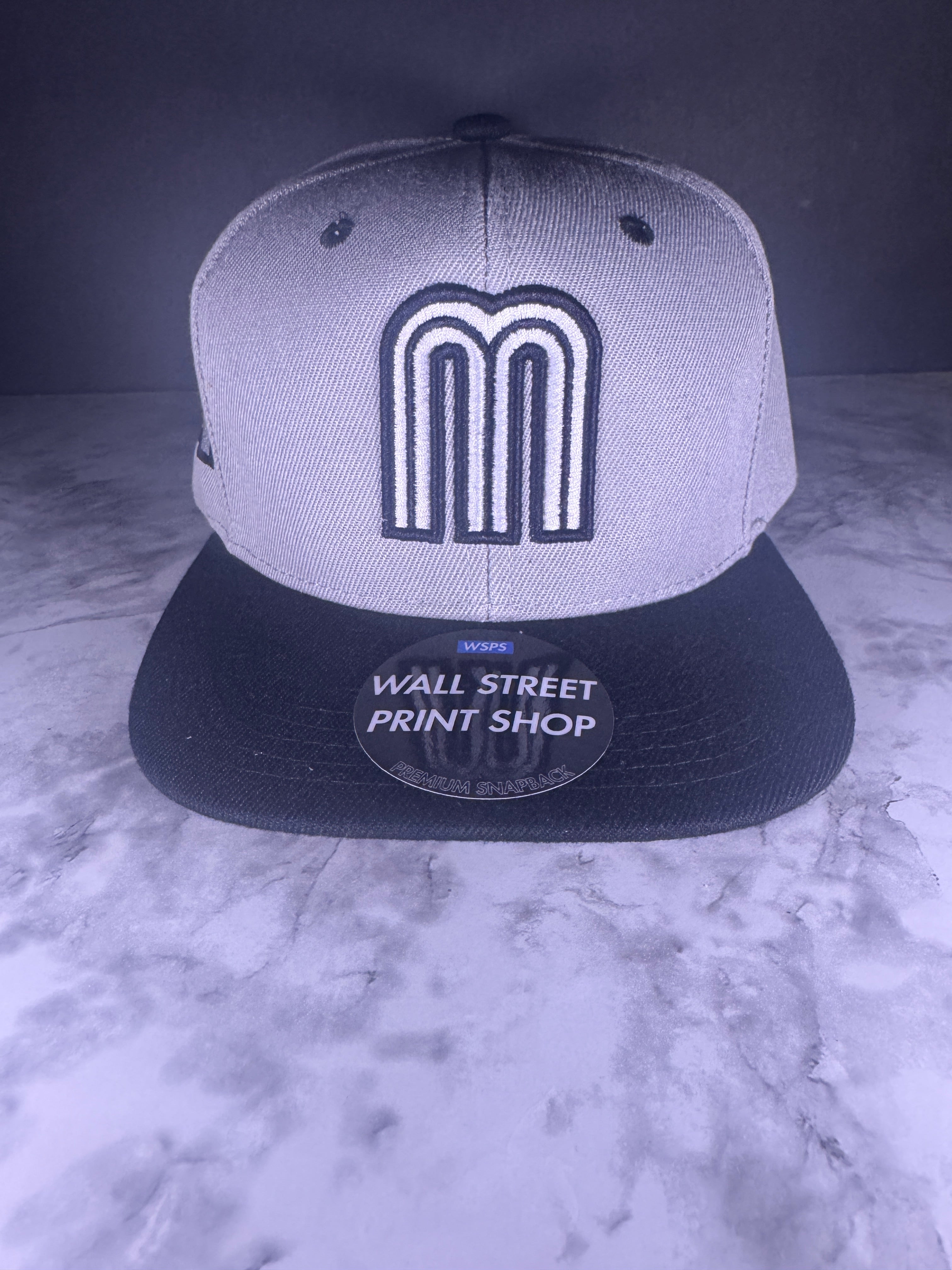 Mexico M 3D Embroidered Cap Béisbol Grey and Black